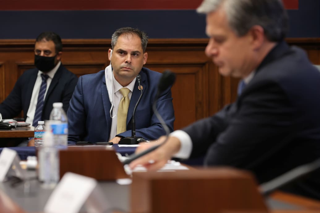 House Homeland Security Committee member Rep. Mike Garcia (D-CA) listens to testimony from FBI Director Christopher Wray.