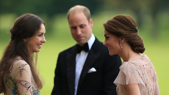 Prince William and Catherine, Duchess of Cambridge are greeted by Rose Cholmondeley, the Marchioness of Cholmondeley as they attend a gala dinner in support of East Anglia's Children's Hospices' nook appeal at Houghton Hall on June 22, 2016.
