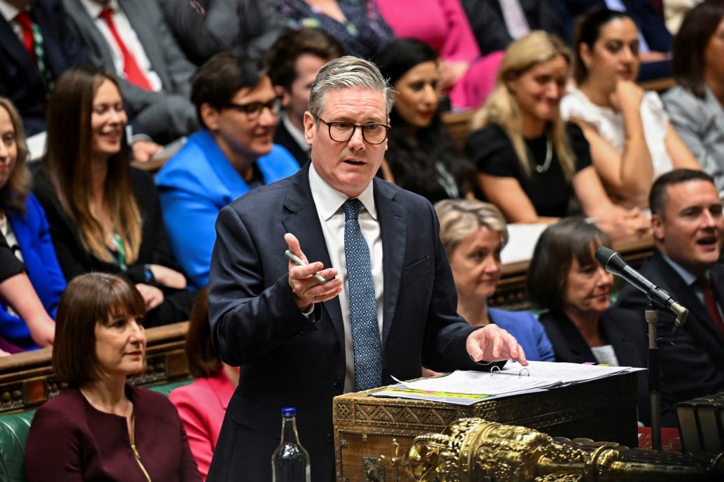 Britain's Prime Minister Keir Starmer speaks during Prime Minister's Questions at the House of Commons in London, Britain, July 24, 2024.