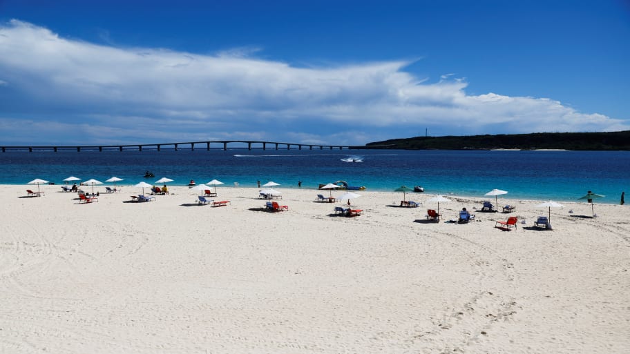 Yonaha Maehama Beach on Miyako Island, Okinawa prefecture, Japan, April 22, 2022.
