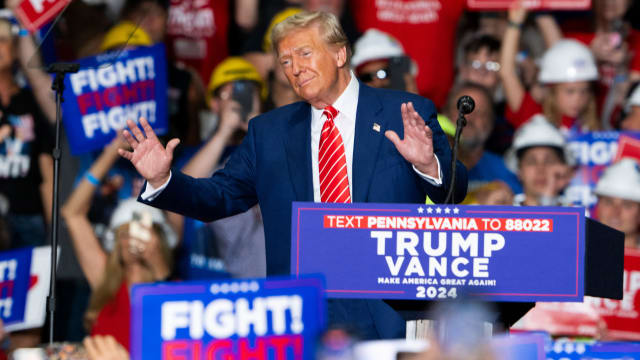 Donald Trump speaks at a rally in Pennsylvania.