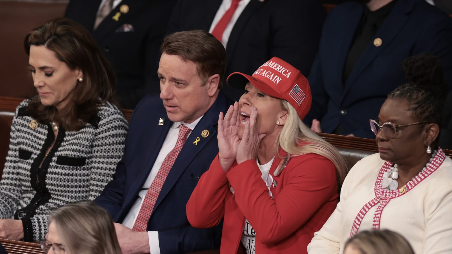 Marjorie Taylor Greene Breaks House Rules to Wear MAGA Hat at State of the  Union