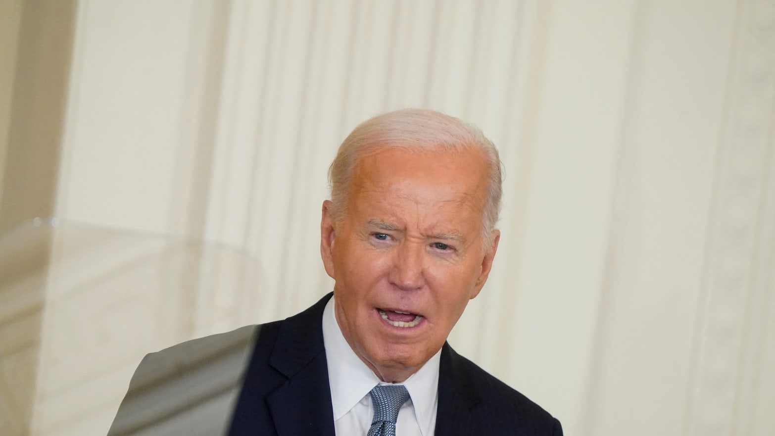 Joe Biden looking at a teleprompter