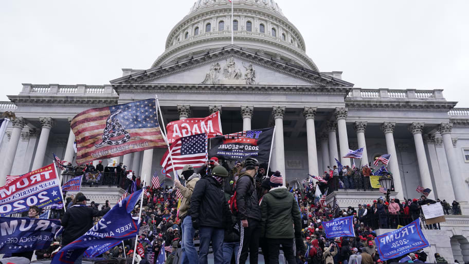 Protesters gather on the second day of pro-Trump events fueled by President Donald Trump's continued claims of election fraud  on Wednesday, Jan. 6, 2021 in Washington, DC.
