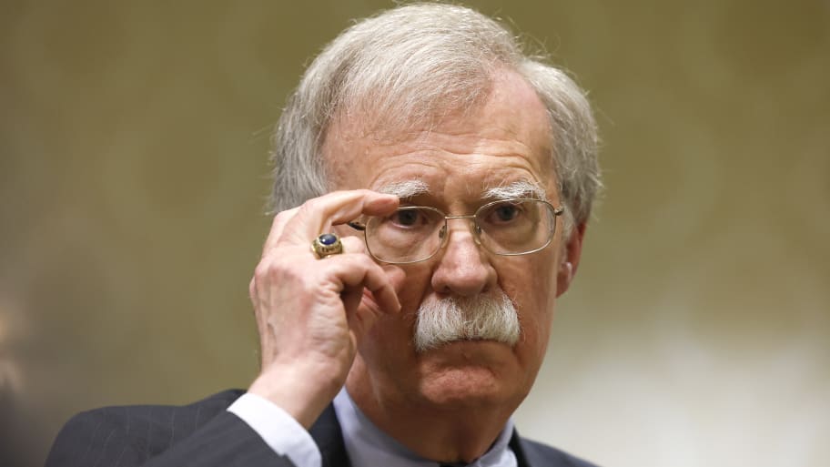 Former National Security Adviser John Bolton speaks to reporters after speaking in a panel hosted by the National Council of Resistance of Iran on August 17, 2022 in Washington, DC.
