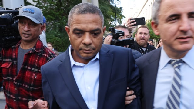 New Jersey businessman Jose Uribe, 56, leaves a Manhattan court after being indicted on bribery charges in conjunction with Senator Bob Menendez and his wife Nadine Menendez on September 27, 2023 in New York City.