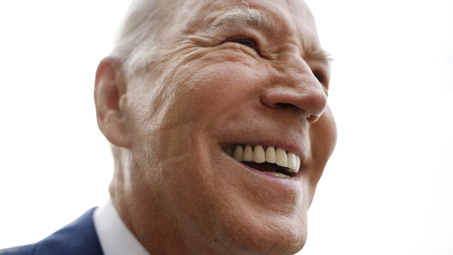 CPAP machine indentation marks appear on President Joe Biden's face during a White House event