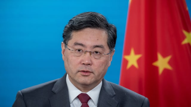 Chinese Foreign Minister Qin Gang speaks at a press conference.