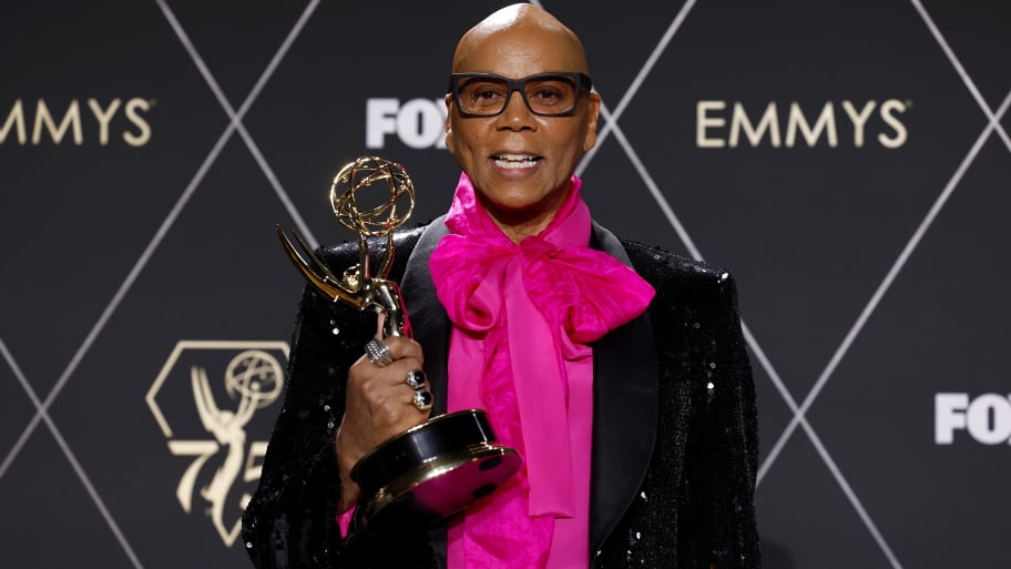 RuPaul, winner of Outstanding Reality TV Competition for RuPaul's Drag Race poses in the press room during the 75th Primetime Emmy Awards at Peacock Theater on January 15, 2024 in Los Angeles, California.
