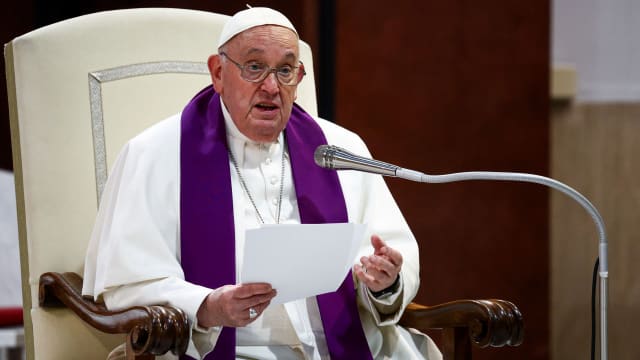 Pope Francis speaks in Rome, Italy, in March 2024.