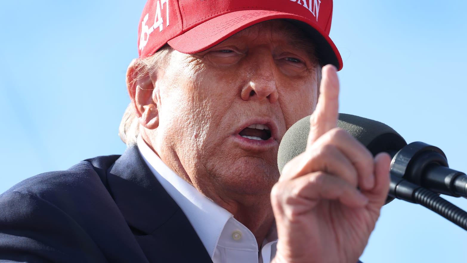 Republican presidential candidate former President Donald Trump  speaks to supporters during a rally in Ohio for Senate candidate Bernie Moreno.