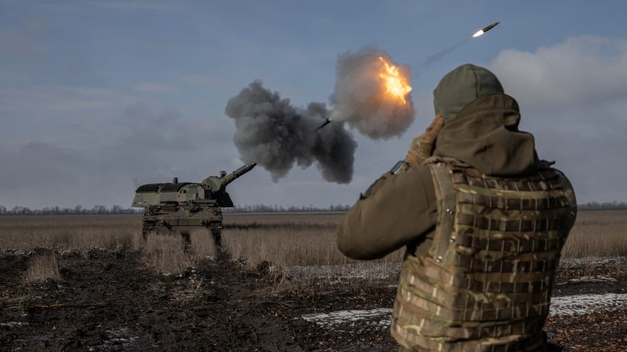 Ukraine’s 43rd Heavy Artillery Brigade near Bahmut, Ukraine, on Feb. 5, 2023.