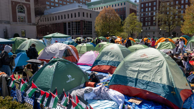 Pro-Palestinian supporters set up a protest encampment on the campus of Columbia University.
