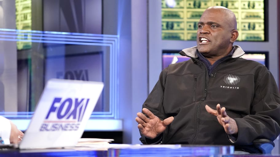 Fox anchor Charles Payne interviews former NY Giants professional football player Lawrence Taylor on Fox Business Network's "Making Money" on January 21, 2020 in New York City.