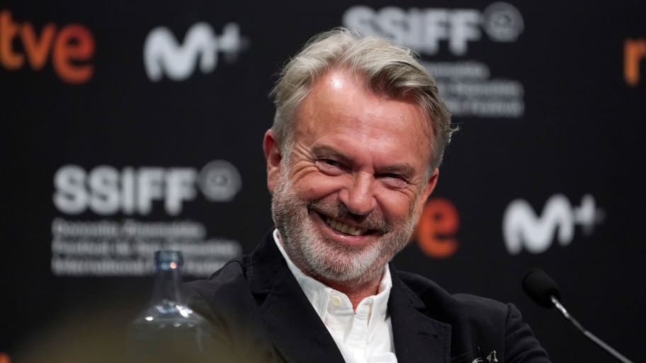Sam Neill takes part in a news conference to promote the feature film Blackbird