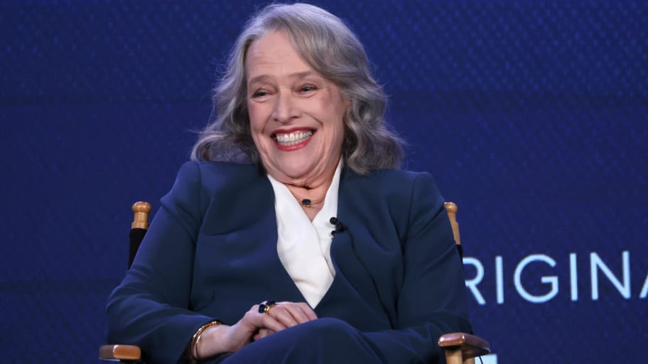 Kathy Bates reacts onstage at the ''Matlock'' presentation Q&A during the CBS Network TCA's at The Langham Huntington in Pasadena, California, U.S., July 13, 2024.  