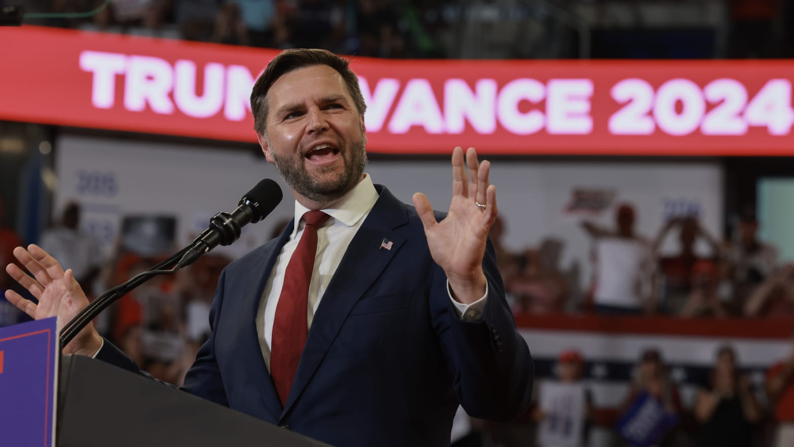 J.D. Vance at a campaign rally in Atlanta, Georgia. 