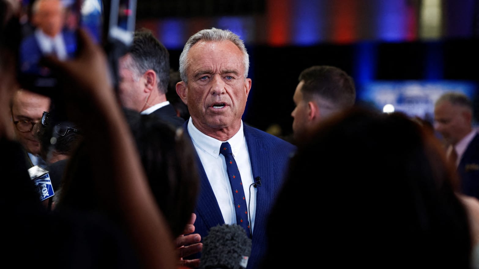 Robert F. Kennedy Jr. reacts as he attends the debate between Donald Trump and Kamala Harris, in Philadelphia, Pennsylvania.