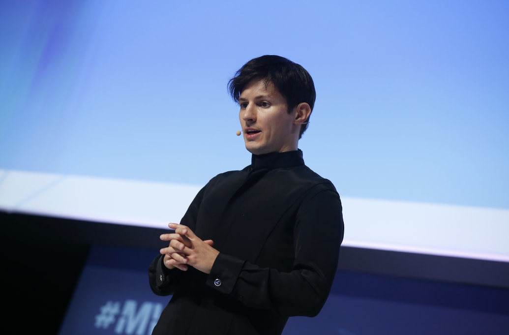 Founder and CEO of Telegram Pavel Durov delivers a keynote speech during the Mobile World Congress in Barcelona, Spain in 2016.