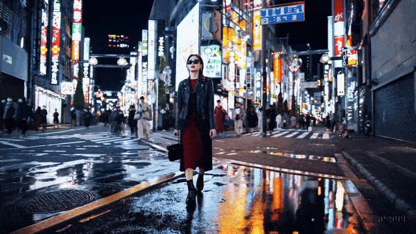 Gif of woman walking down street in Tokyo