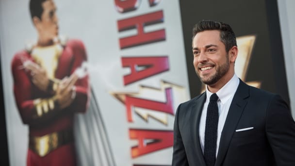 Zachary Levi arrives at Warner Bros. Pictures and New Line Cinema's world premiere of "SHAZAM!" at TCL Chinese Theatre on March 28, 2019 in Hollywood, California.