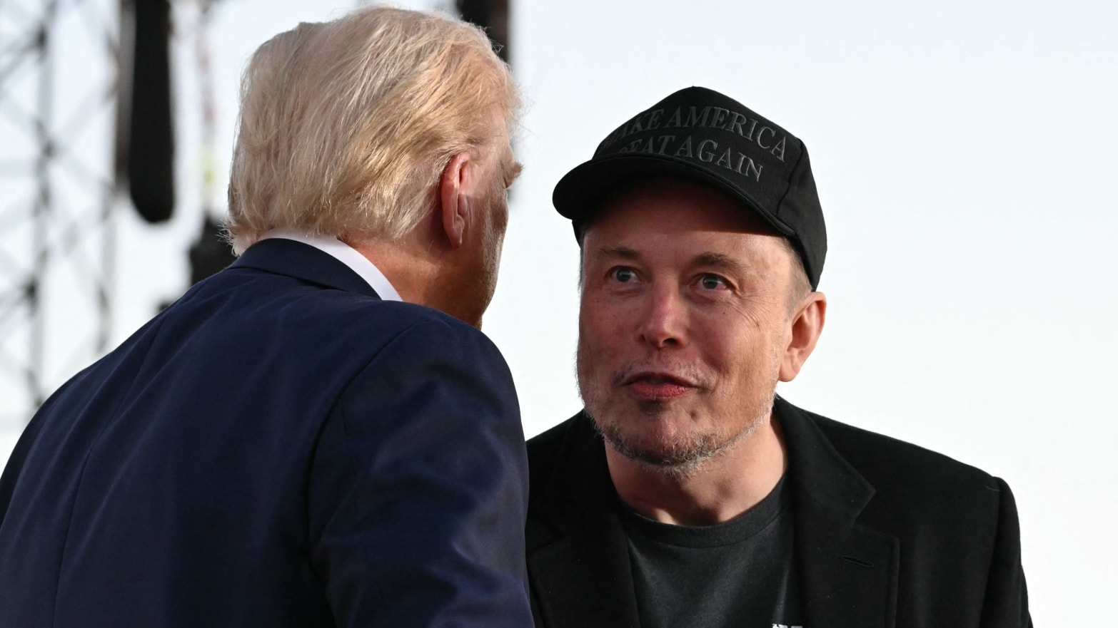 Tesla CEO Elon Musk joins Donald Trump during a campaign rally at site of his first assassination attempt in Butler, Pennsylvania, on Oct. 5, 2024.