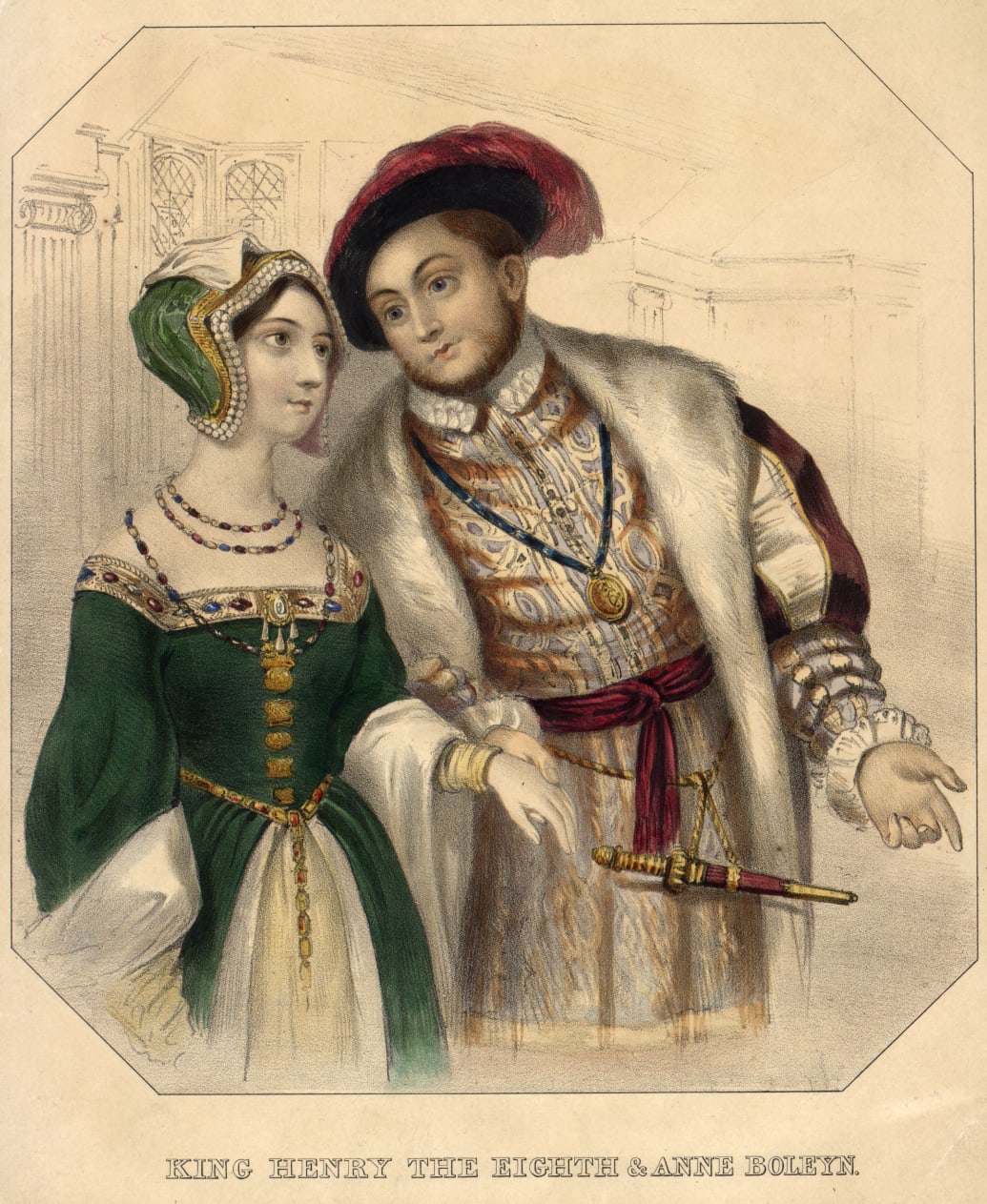 Circa 1535, King Henry VIII of England (1491-1547) and his second wife, Anne Boleyn (1507-1536).