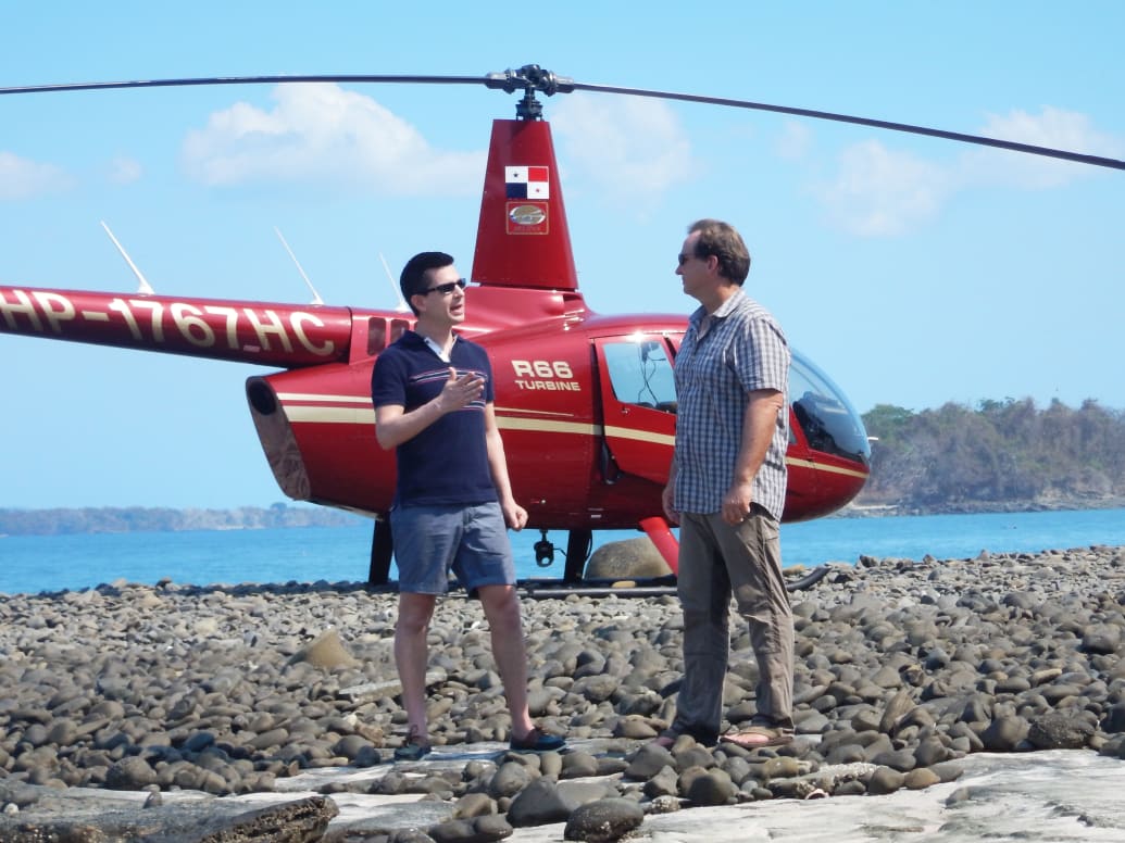 A photograph of Gladden Private Island owners Chris Krolow and David Keener.