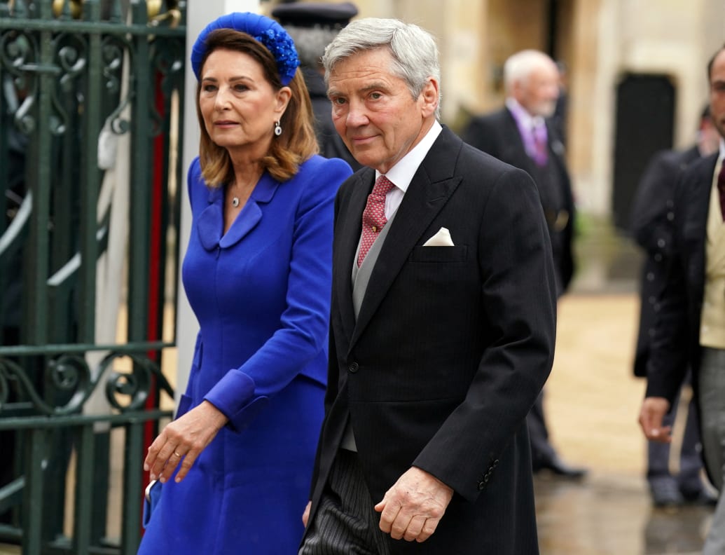 Michael and Carole Middleton arriving at Westminster Abbey, central London, ahead of the coronation ceremony of King Charles III and Queen Camilla. Saturday May 6, 2023.
