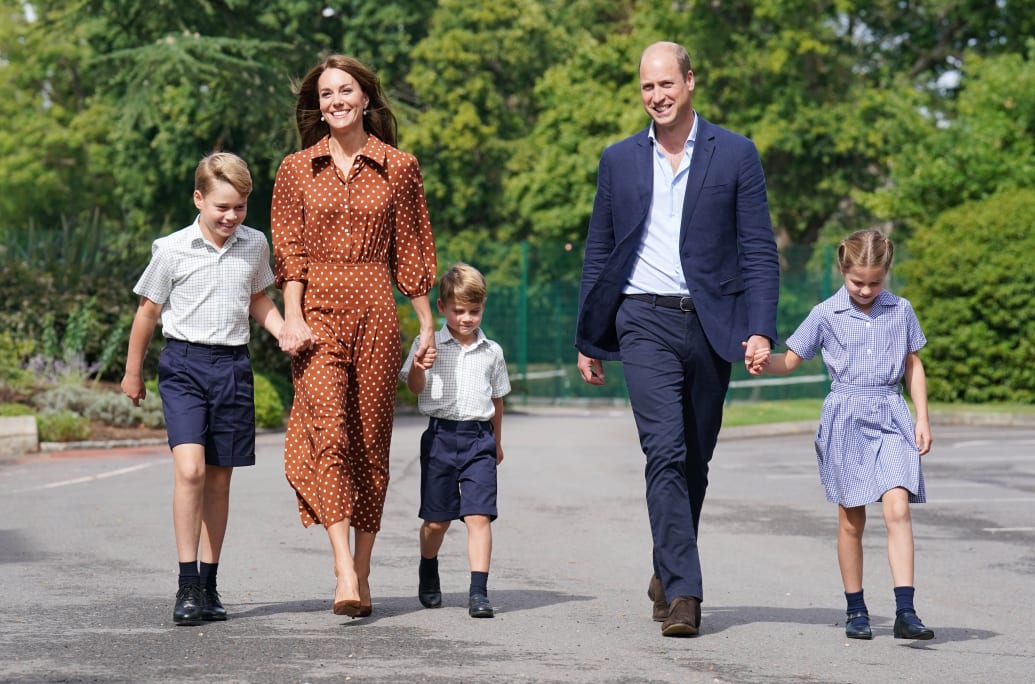 Kate Middleton and Prince William walk their children to school