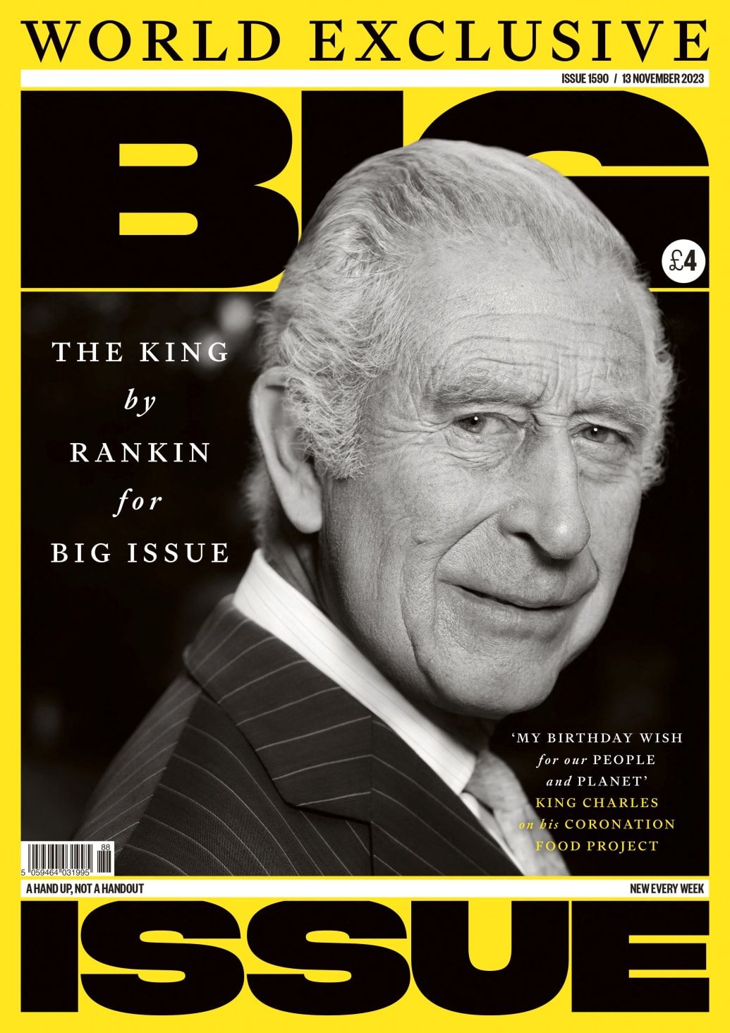 The portrait of Britain's King Charles, shot by photographer Rankin at Clarence House in London, Britain, appears on the cover of the Big Issue magazine, which will be available on sale on November 13, 2023.