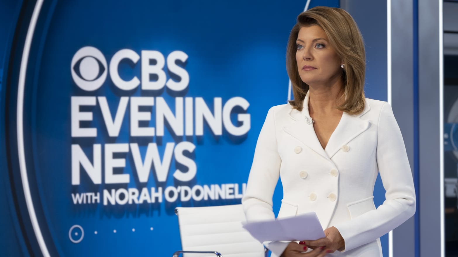 Norah O’Donnell on the set of CBS Evening News.