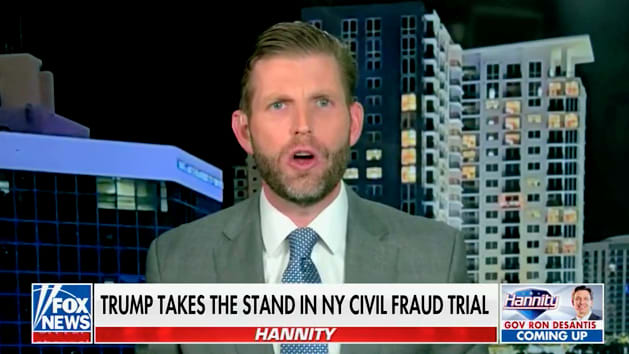 Eric Trump Rages About Dad’s New York Fraud Trial on Fox News