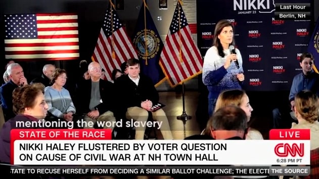 Nikki Haley at a town hall event in New Hampshire