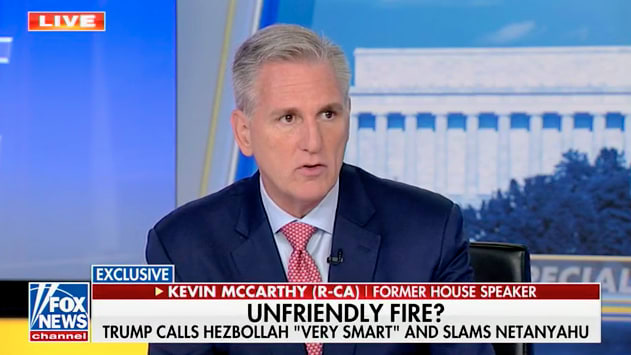 Kevin McCarthy during an appearance on Fox News