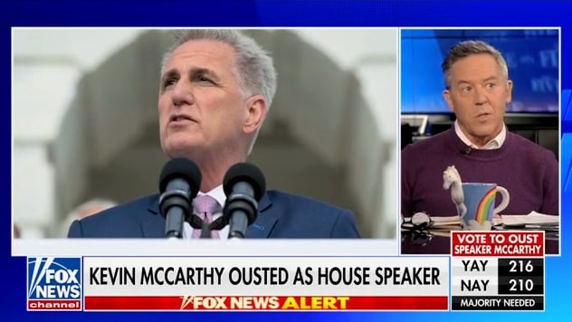 Fox News host Greg Gutfeld talks about Kevin McCarthy's ouster.