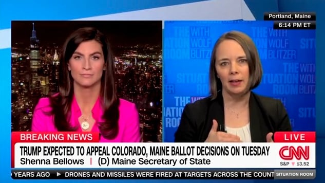 Maine Secretary of State Shenna Bellows speaks on CNN. 
