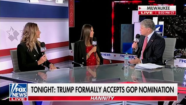 Sean Hannity interviews Kai Trump, Donald’s eldest grandchild, on Fox News.