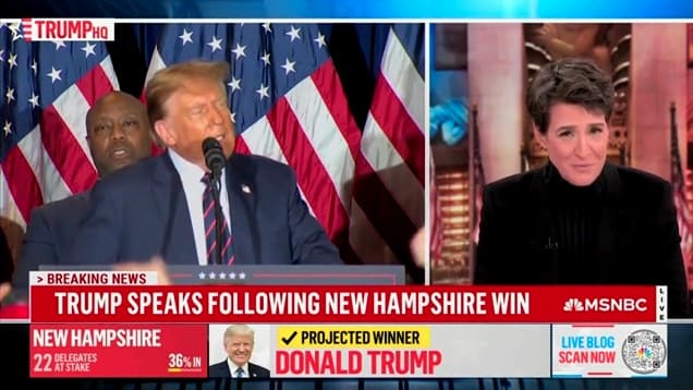 Rachel Maddow fact-checks Donald Trump’s New Hampshire victory speech