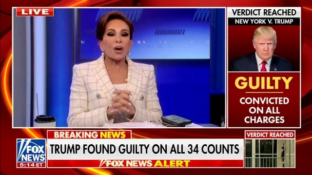 Jeanine Pirro talk about Trump guilty verdict. 