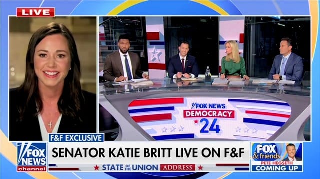 Katie Britt appears on Fox & Friends to talk about her State of the Union rebuttal.