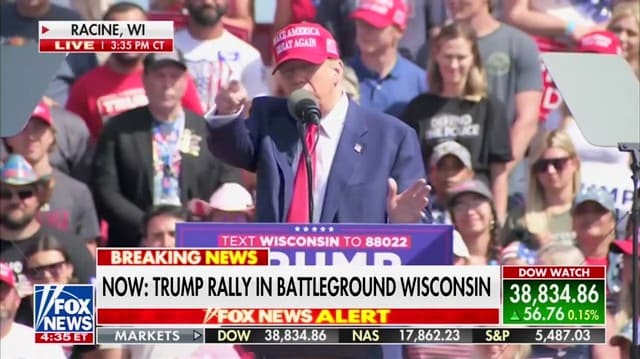 Donald Trump speaks at a Wisconsin campaign rally.