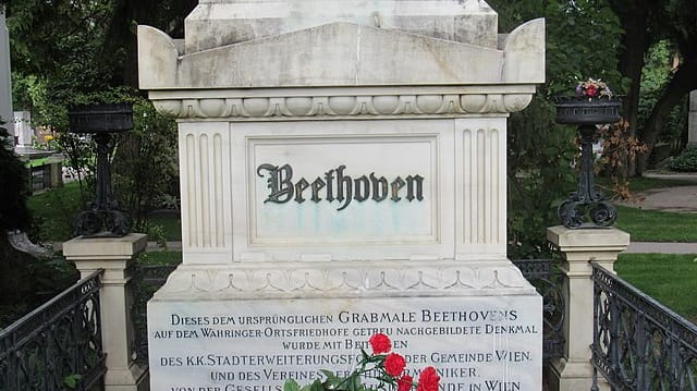 The grave of Ludwig van Beethoven in Vienna, Austria