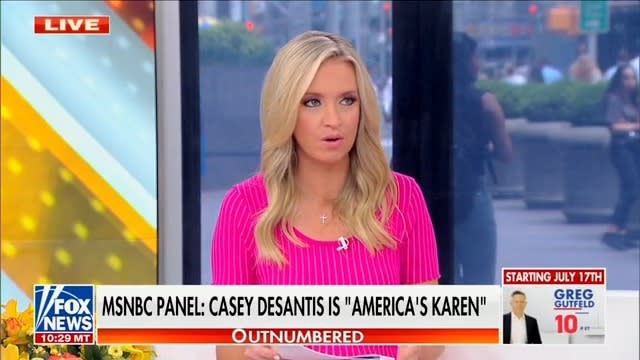 Kayleigh McEnany saying something outraged about a former GOP lawmaker calling Casey DeSantis a “Karen.”