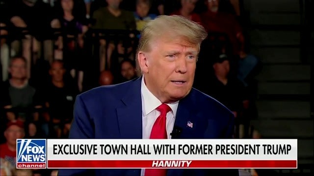 Donald Trump appears during a town hall on Fox News