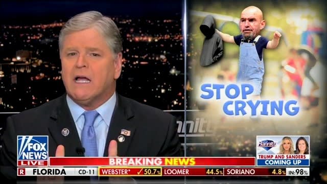 Sean Hannity Threatens to Sue John Fetterman for Suggesting He ‘Lies’