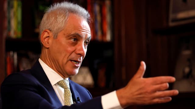 U.S. Ambassador to Japan Rahm Emanuel speaks during an interview with Reuters
