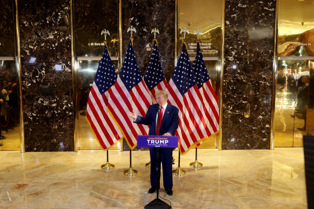 Republican presidential candidate and former U.S. President Donald Trump speaks during a press conference, Trump Tower in New York City, U.S., May 31, 2024.