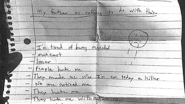 A note found in the pocket of Anthony McRae after the shooting at Michigan State University.