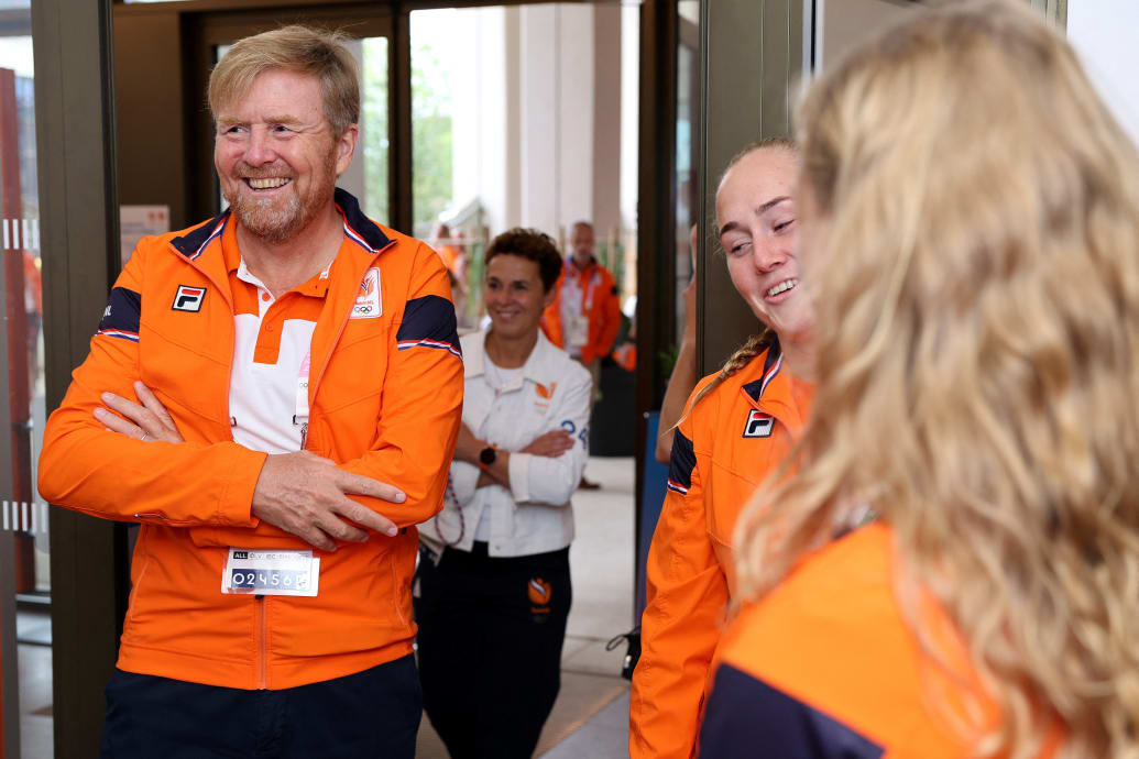 Dutch King Willem-Alexander smiles at the Olympic Games in Paris.